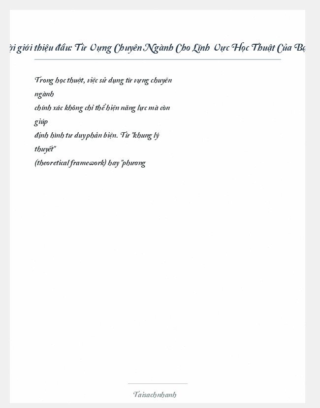 Trích đoạn Từ Vựng Chuyên Ngành Cho Lĩnh Vực Học Thuật Của Bạn