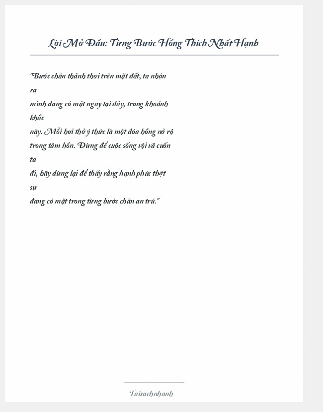 Trích đoạn Từng Bước Hồng Thích Nhất Hạnh