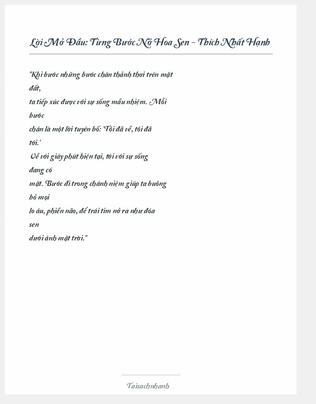 Trích đoạn Từng Bước Nở Hoa Sen - Thích Nhất Hạnh