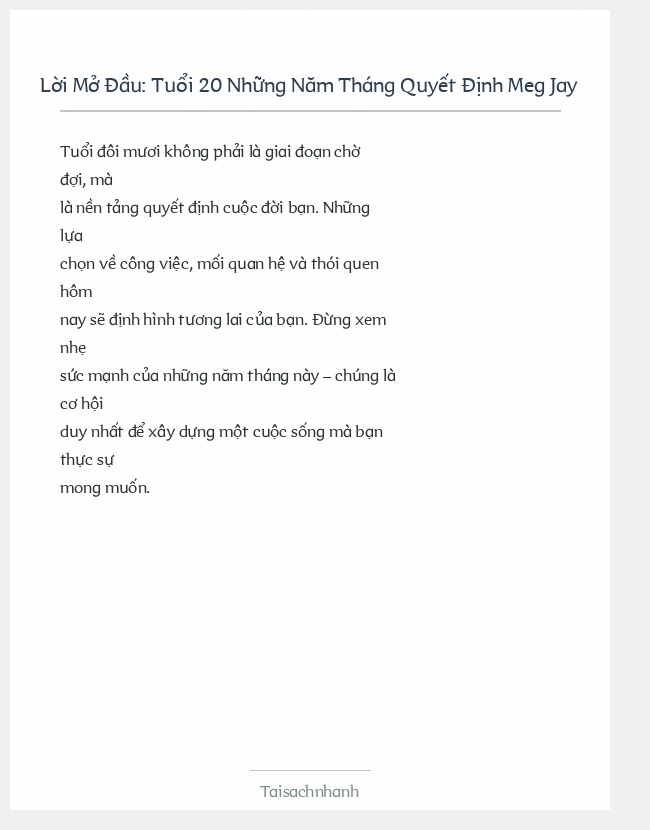 Trích đoạn Tuổi 20 Những Năm Tháng Quyết Định Meg Jay