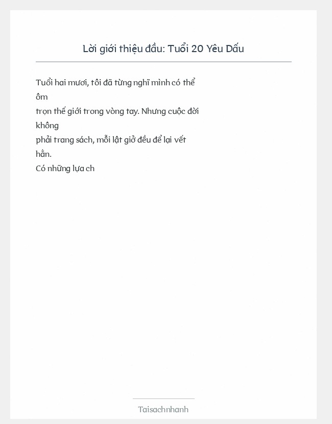 Trích đoạn Tuổi 20 Yêu Dấu