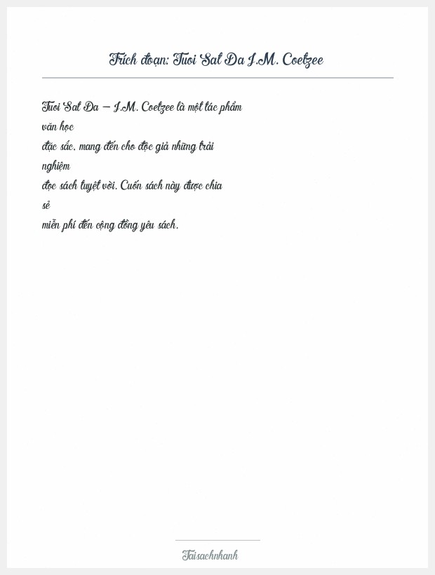 Trích đoạn Tuoi Sat Da J.M. Coetzee