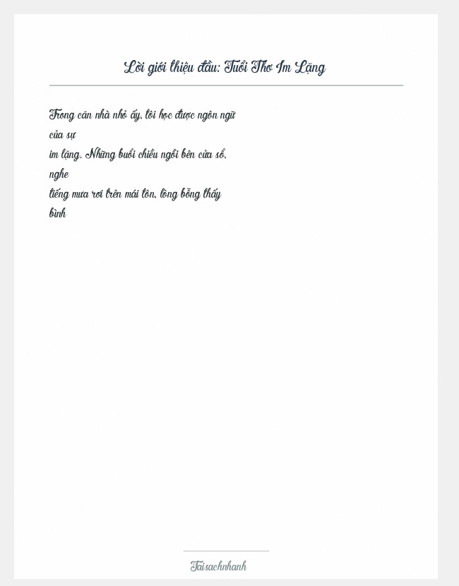 Trích đoạn Tuổi Thơ Im Lặng