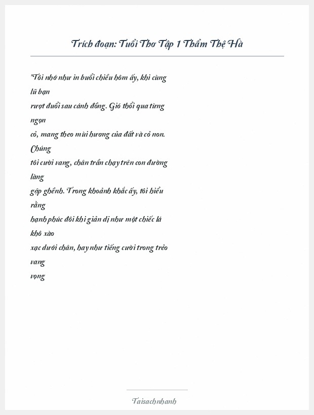 Trích đoạn Tuổi Thơ Tập 1 Thẩm Thệ Hà