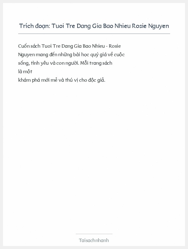 Trích đoạn Tuoi Tre Dang Gia Bao Nhieu Rosie Nguyen