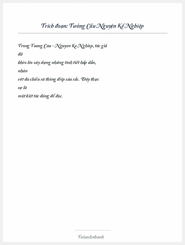 Trích đoạn Tưởng Cầu Nguyện Kế Nghiệp