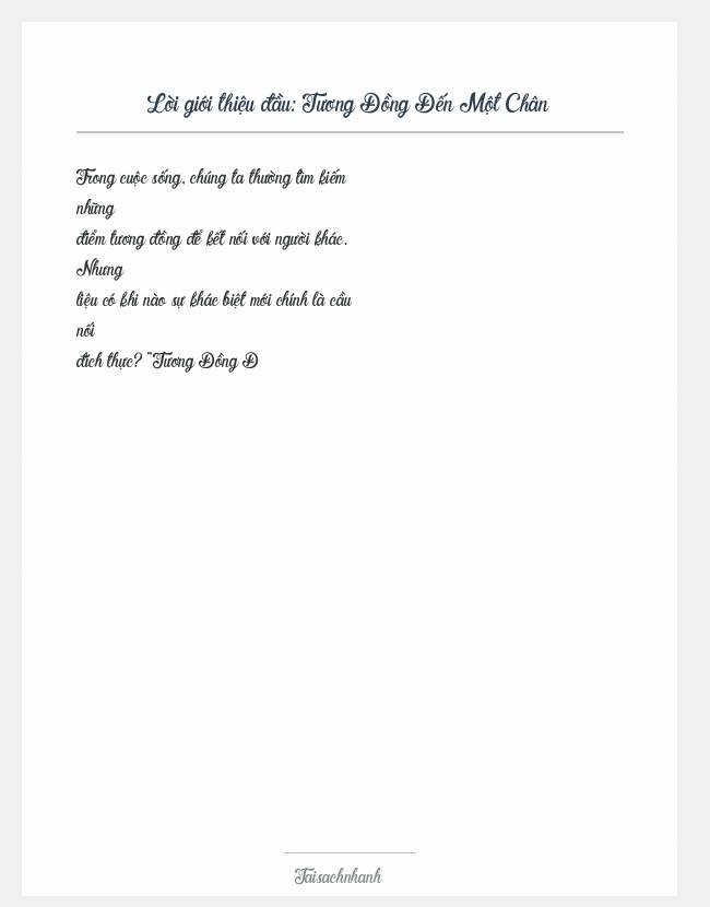 Trích đoạn Tương Đồng Đến Một Chân