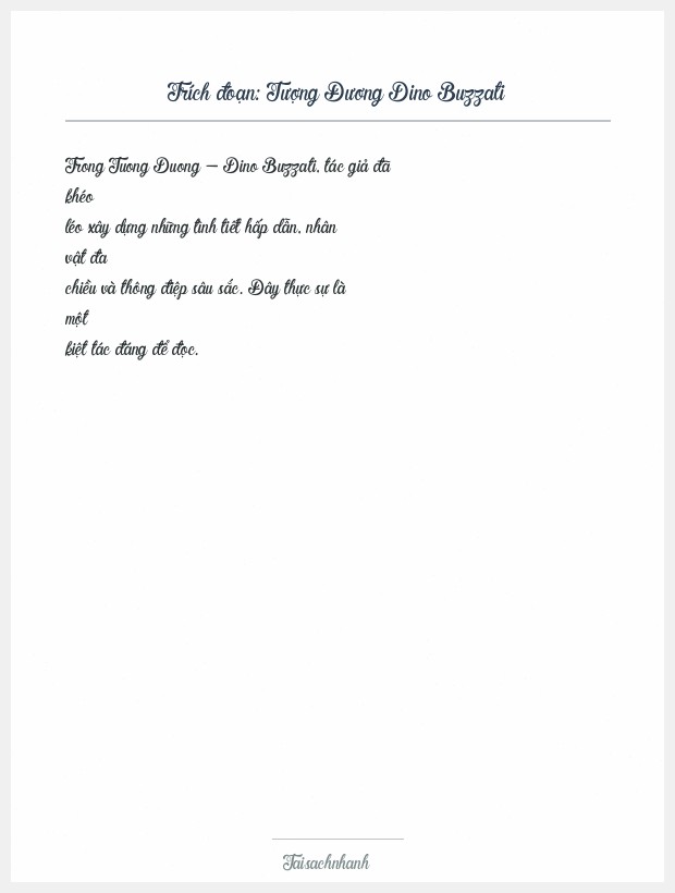 Trích đoạn Tượng Đương Dino Buzzati