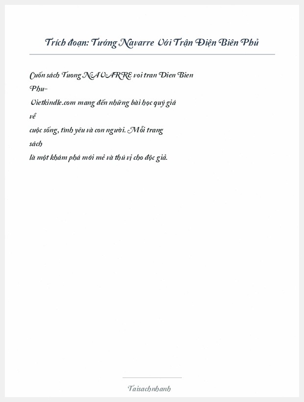 Trích đoạn Tướng Navarre Với Trận Điện Biên Phủ