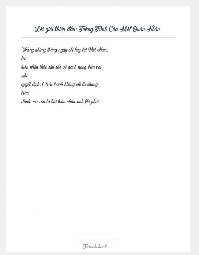 Trích đoạn Tường Trình Của Một Quân Nhân
