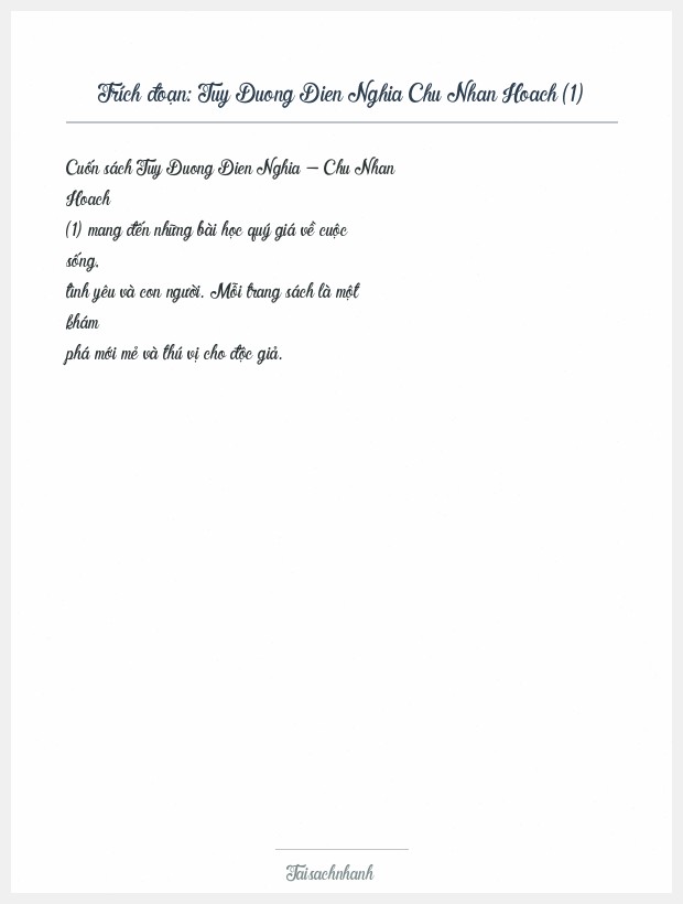 Trích đoạn Tuy Duong Dien Nghia Chu Nhan Hoach (1)
