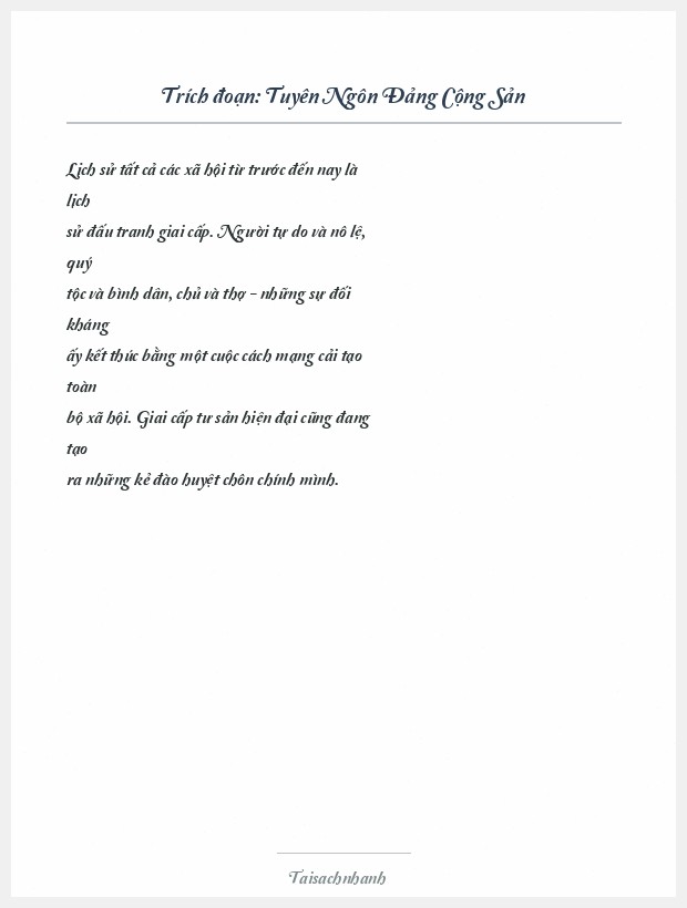 Trích đoạn Tuyên Ngôn Đảng Cộng Sản