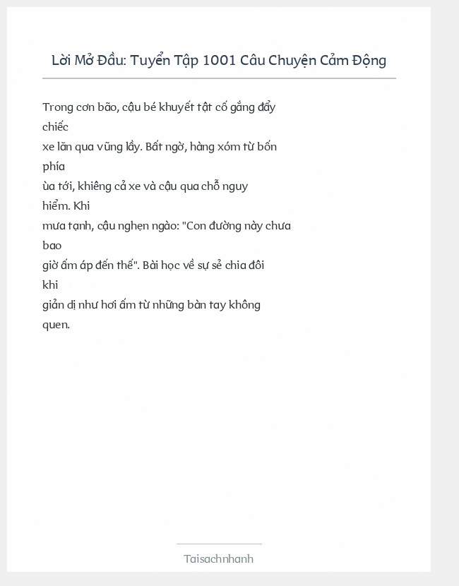 Trích đoạn Tuyển Tập 1001 Câu Chuyện Cảm Động