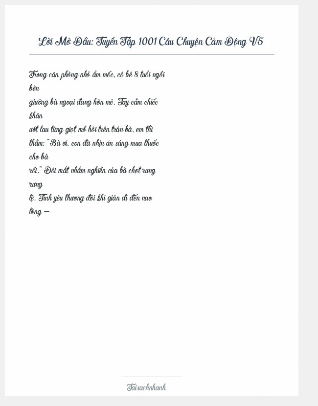 Trích đoạn Tuyển Tập 1001 Câu Chuyện Cảm Động V5