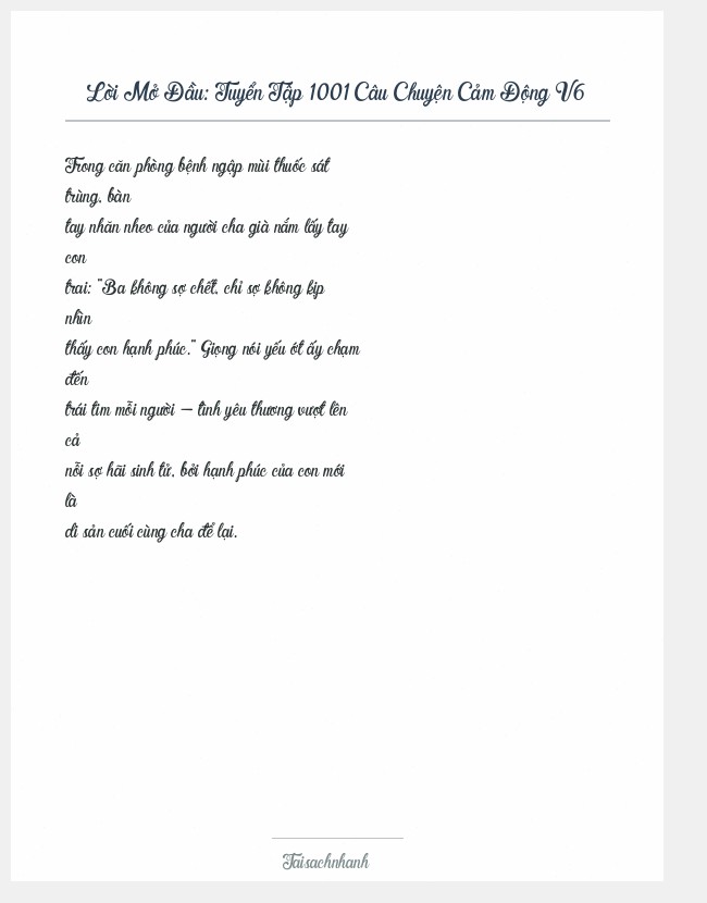 Trích đoạn Tuyển Tập 1001 Câu Chuyện Cảm Động V6