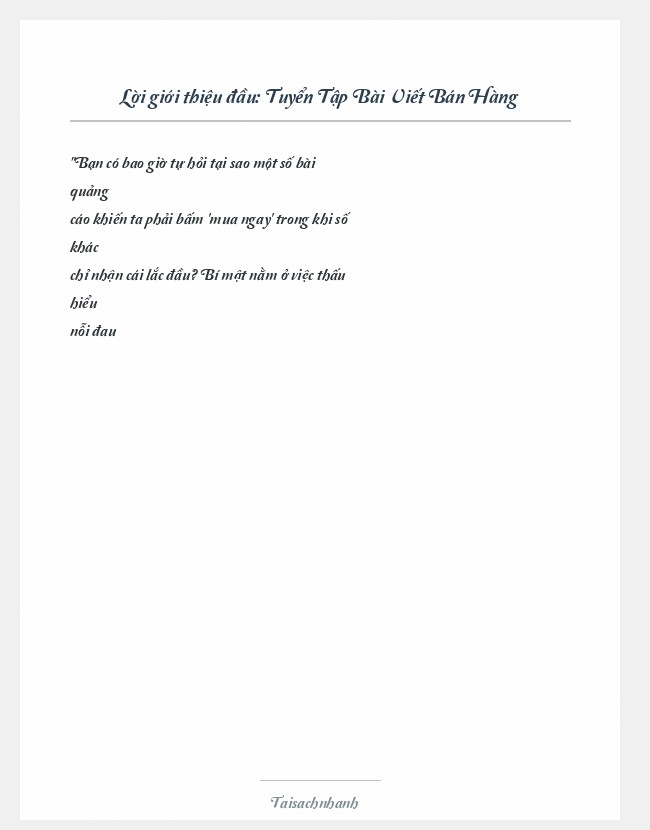 Trích đoạn Tuyển Tập Bài Viết Bán Hàng