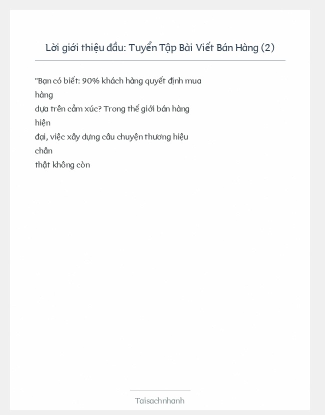 Trích đoạn Tuyển Tập Bài Viết Bán Hàng (2)