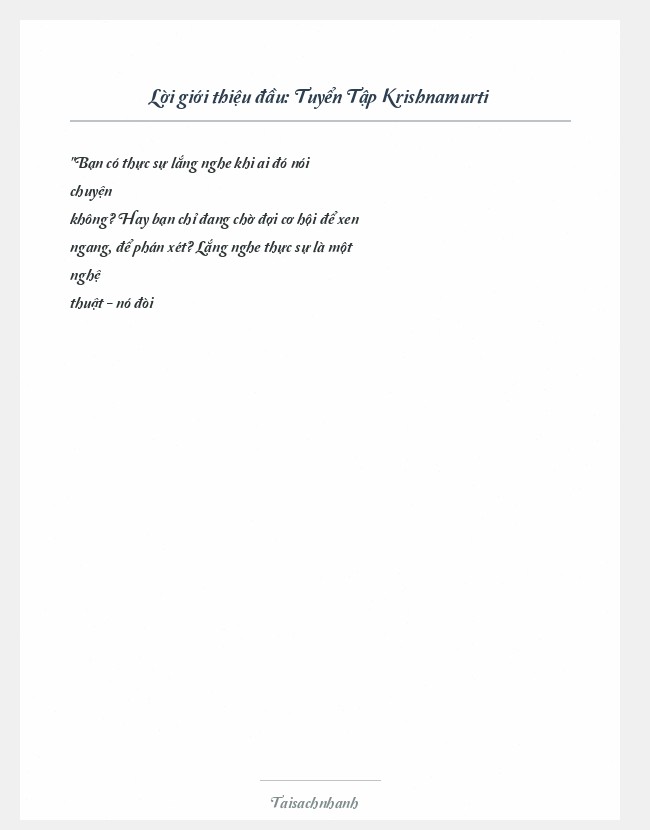 Trích đoạn Tuyển Tập Krishnamurti