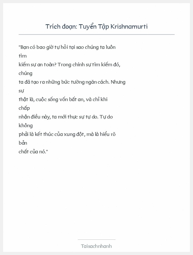 Trích đoạn Tuyển Tập Krishnamurti