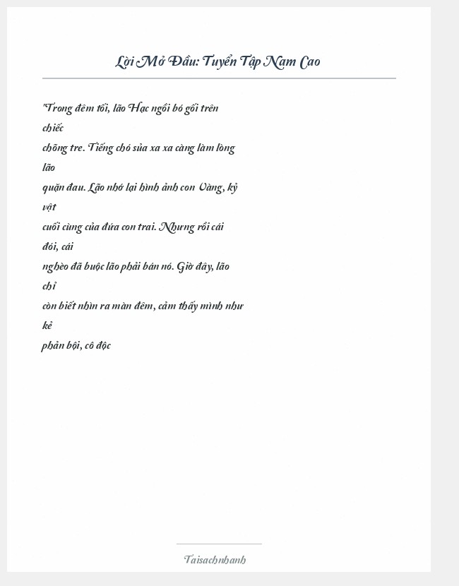 Trích đoạn Tuyển Tập Nam Cao