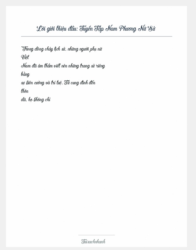 Trích đoạn Tuyển Tập Nam Phương Nữ Sử