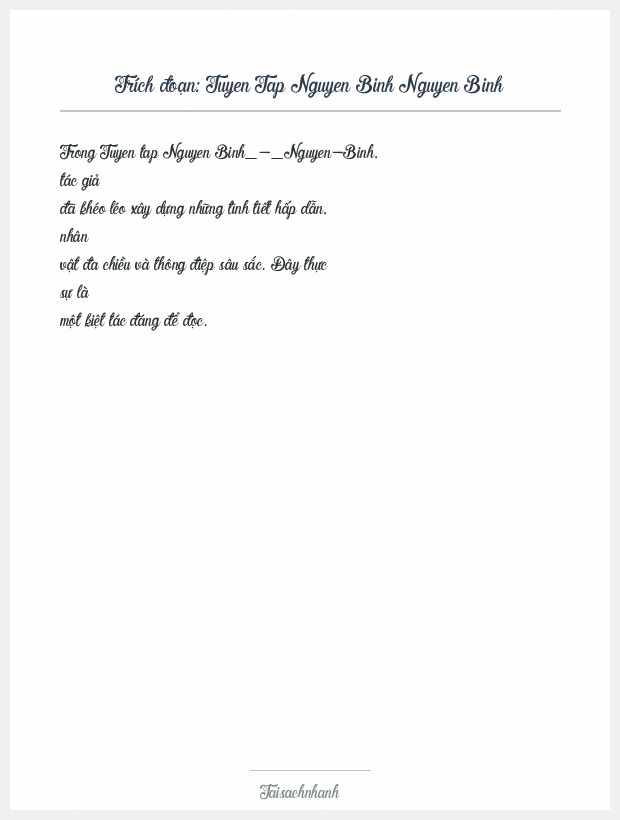 Trích đoạn Tuyen Tap Nguyen Binh Nguyen Binh