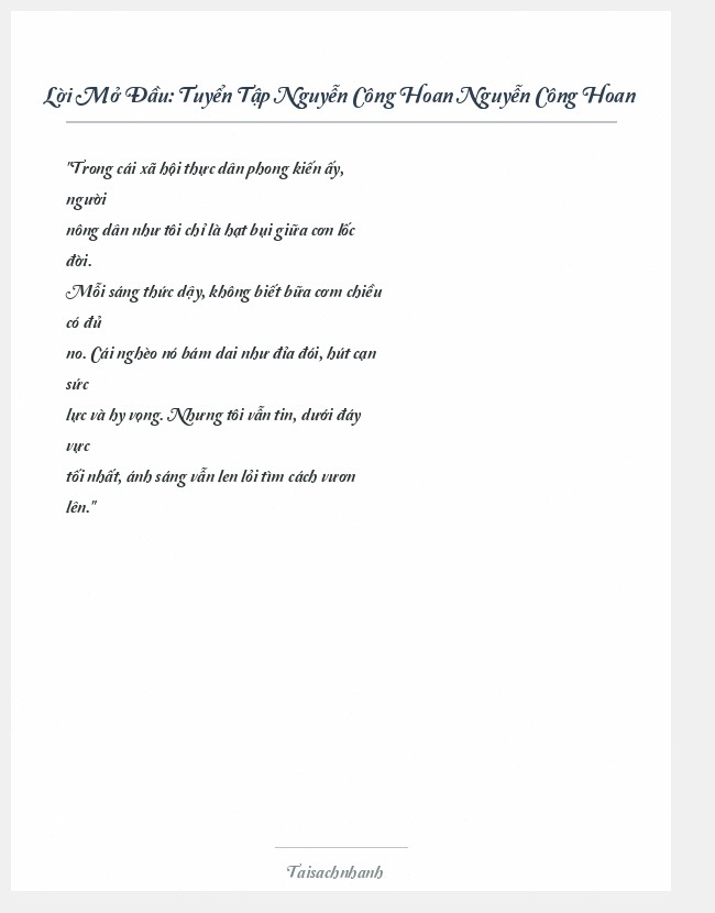 Trích đoạn Tuyển Tập Nguyễn Công Hoan Nguyễn Công Hoan