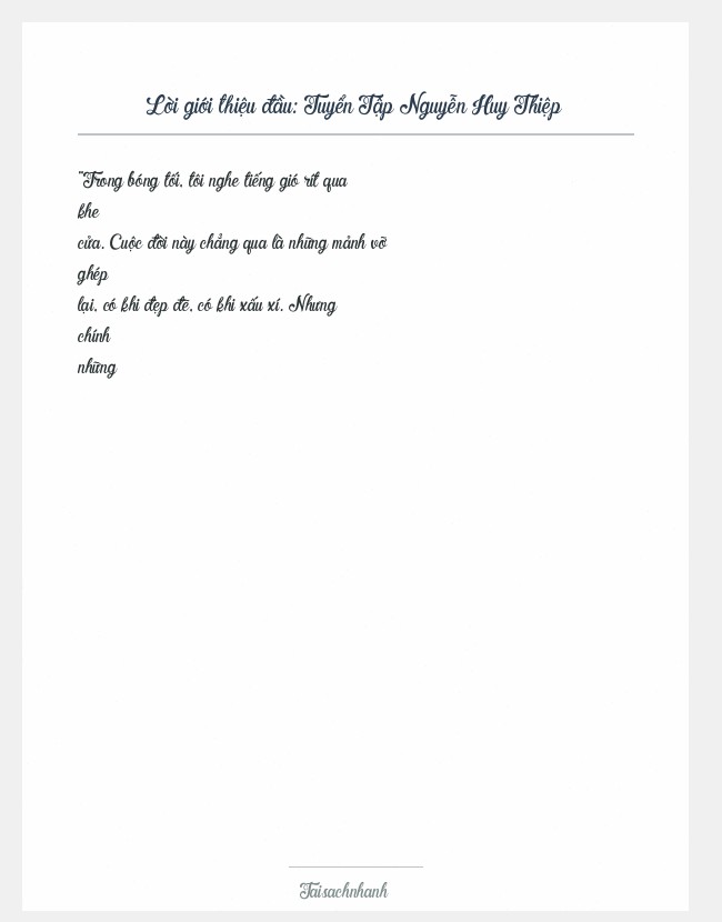 Trích đoạn Tuyển Tập Nguyễn Huy Thiệp