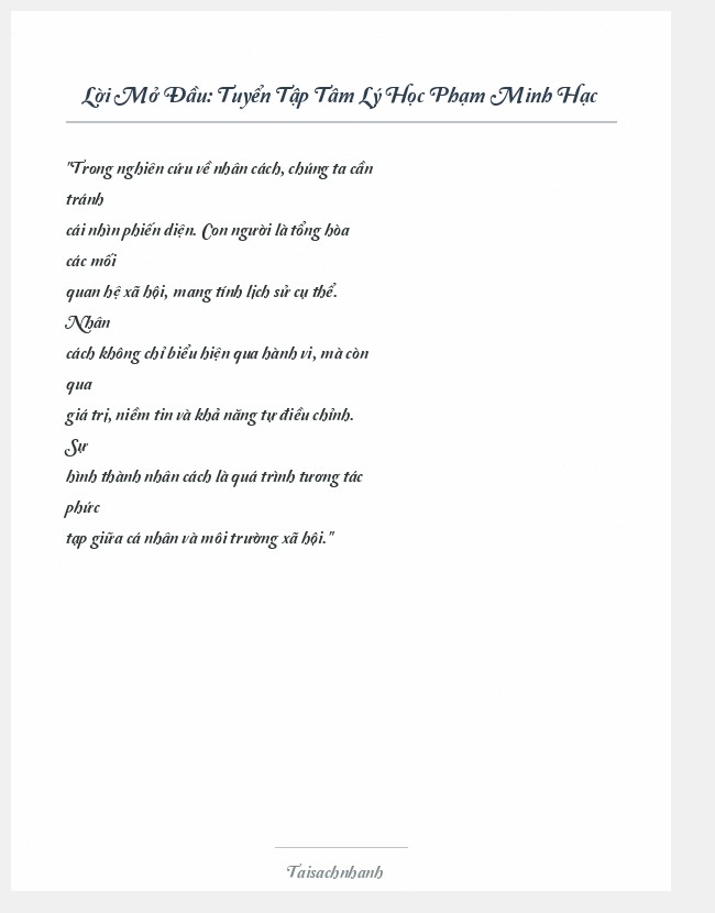 Trích đoạn Tuyển Tập Tâm Lý Học Phạm Minh Hạc