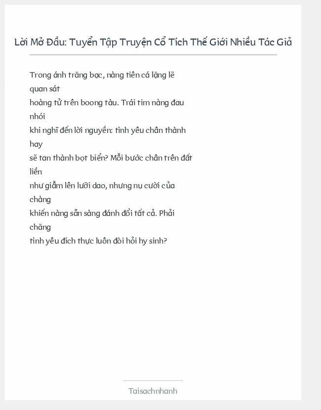 Trích đoạn Tuyển Tập Truyện Cổ Tích Thế Giới Nhiều Tác Giả