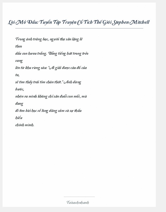 Trích đoạn Tuyển Tập Truyện Cổ Tích Thế Giới Stephen Mitchell