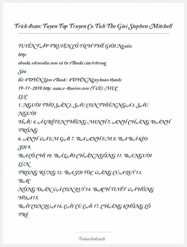 Trích đoạn Tuyen Tap Truyen Co Tich The Gioi Stephen Mitchell