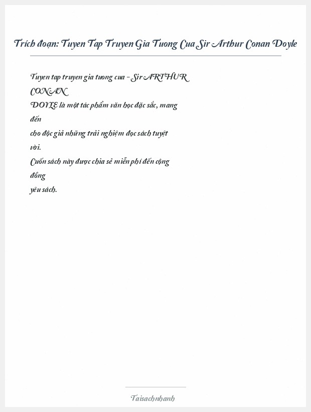 Trích đoạn Tuyen Tap Truyen Gia Tuong Cua Sir Arthur Conan Doyle