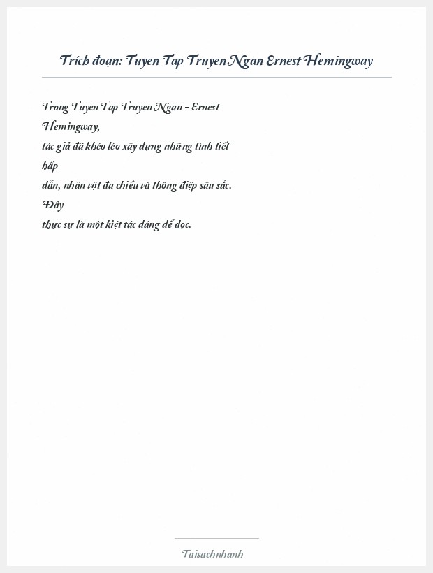 Trích đoạn Tuyen Tap Truyen Ngan Ernest Hemingway