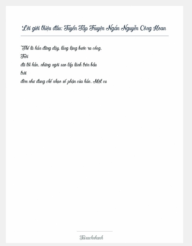 Trích đoạn Tuyển Tập Truyện Ngắn Nguyễn Công Hoan