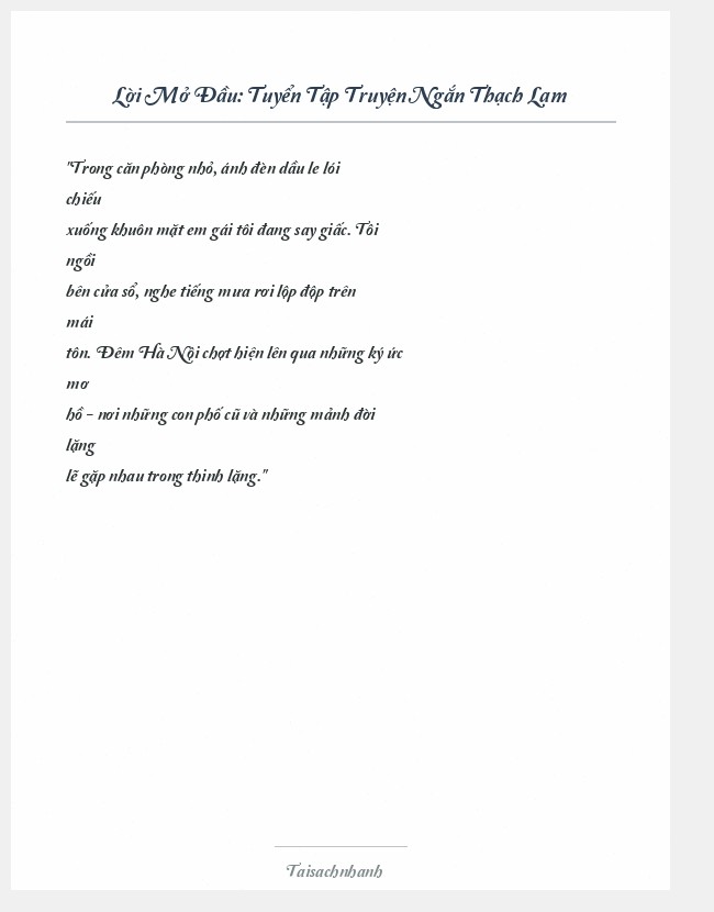 Trích đoạn Tuyển Tập Truyện Ngắn Thạch Lam
