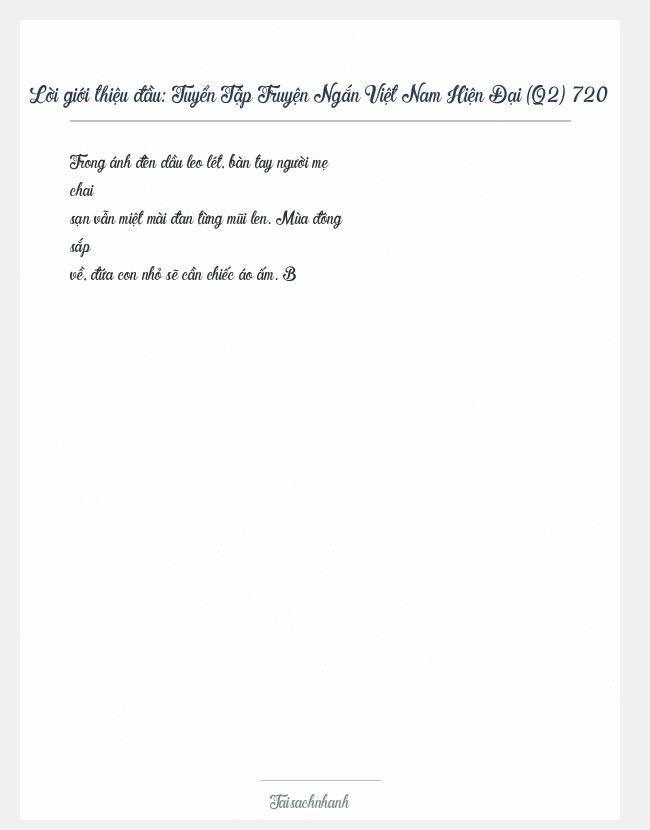 Trích đoạn Tuyển Tập Truyện Ngắn Việt Nam Hiện Đại (Q2) 720