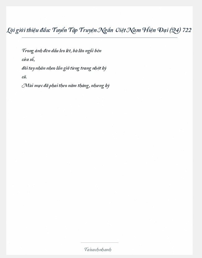 Trích đoạn Tuyển Tập Truyện Ngắn Việt Nam Hiện Đại (Q4) 722
