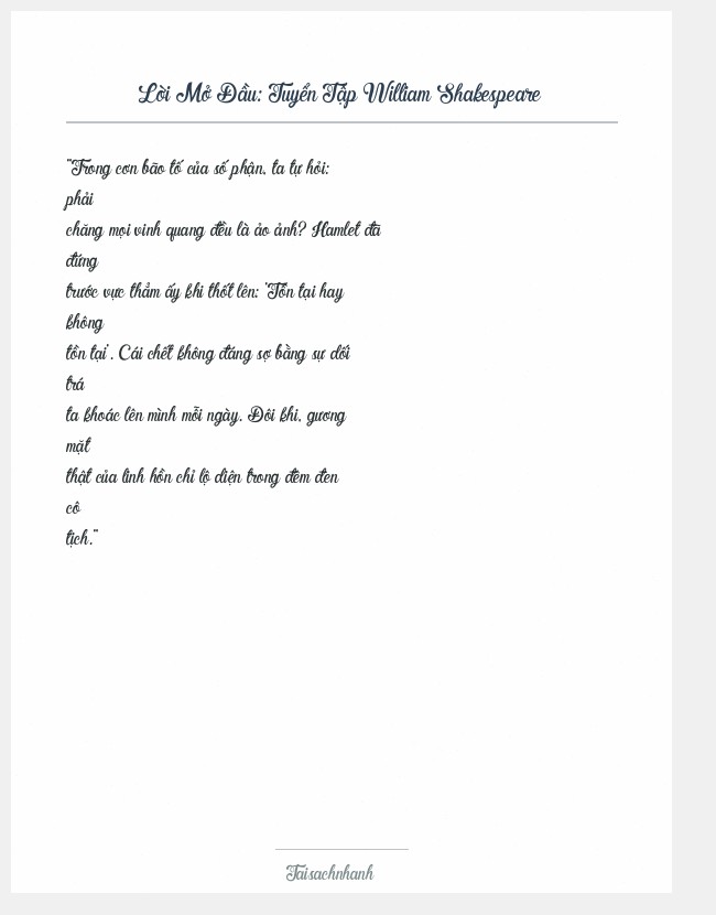Trích đoạn Tuyển Tập William Shakespeare