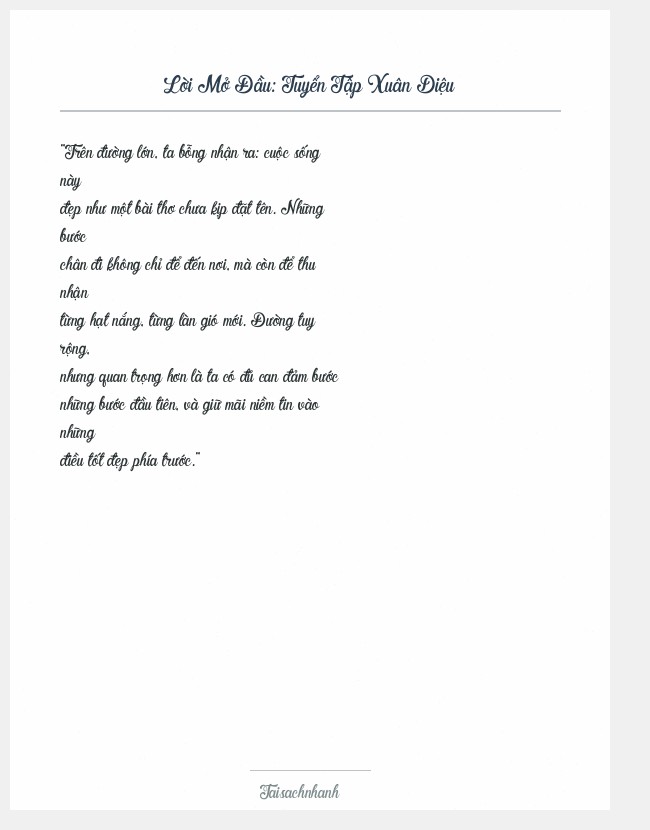 Trích đoạn Tuyển Tập Xuân Diệu