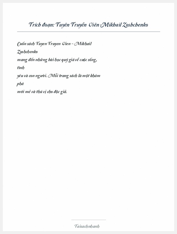 Trích đoạn Tuyên Truyền Viên Mikhail Zoshchenko