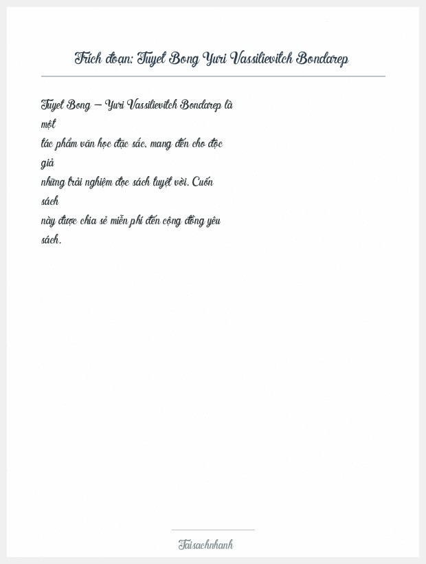 Trích đoạn Tuyet Bong Yuri Vassilievitch Bondarep