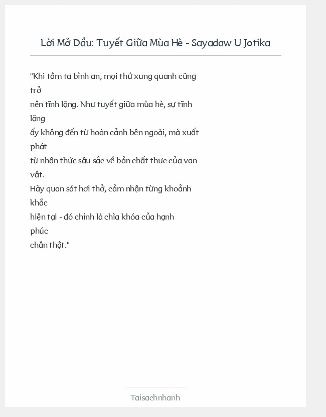 Trích đoạn Tuyết Giữa Mùa Hè - Sayadaw U Jotika