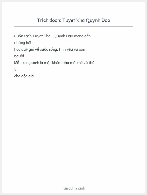 Trích đoạn Tuyet Kha Quynh Dao