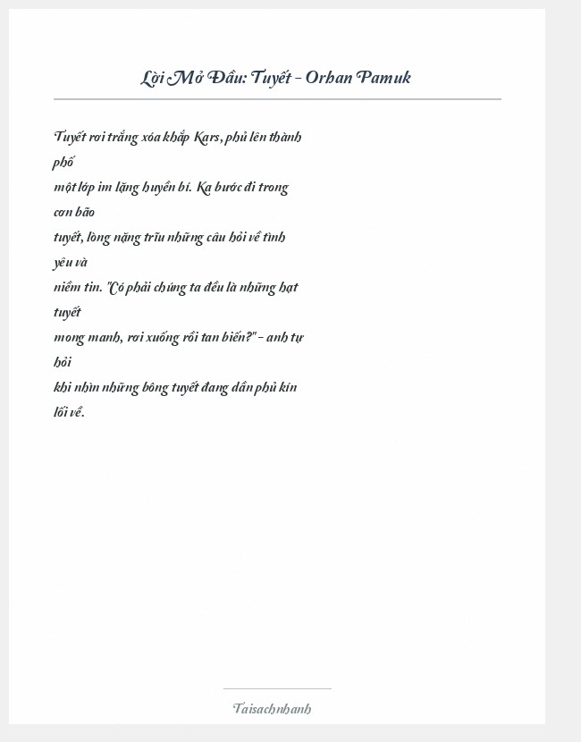 Trích đoạn Tuyết - Orhan Pamuk