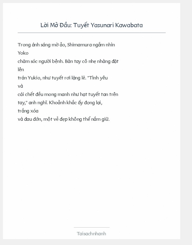 Trích đoạn Tuyết Yasunari Kawabata