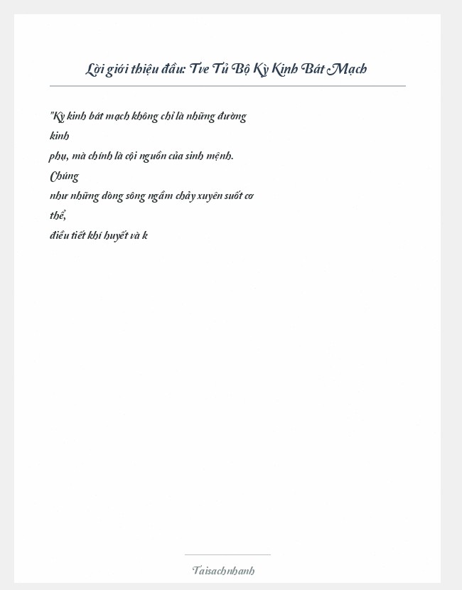 Trích đoạn Tve Tủ Bộ Kỳ Kinh Bát Mạch