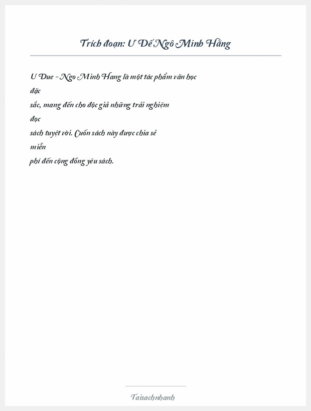 Trích đoạn Ư Dế Ngô Minh Hằng