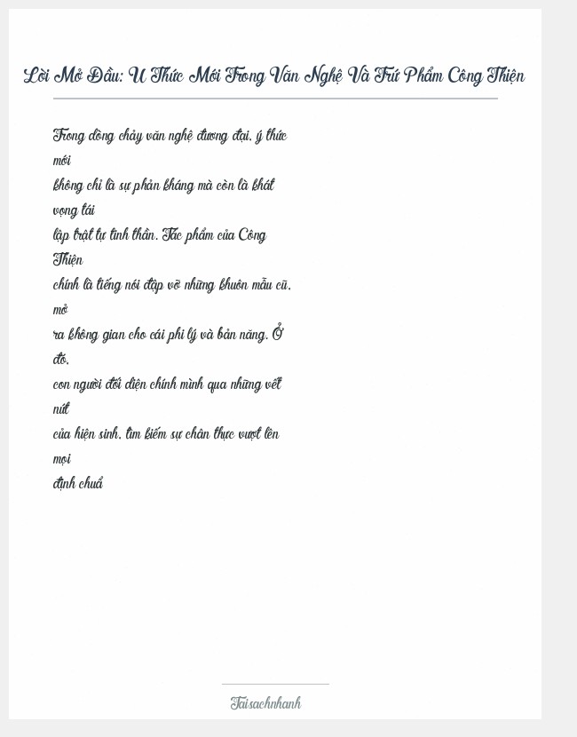 Trích đoạn U Thức Mới Trong Văn Nghệ Và Trứ Phẩm Công Thiện