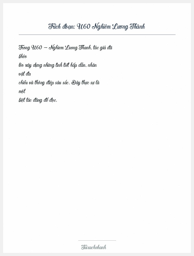 Trích đoạn U60 Nghiêm Lương Thành